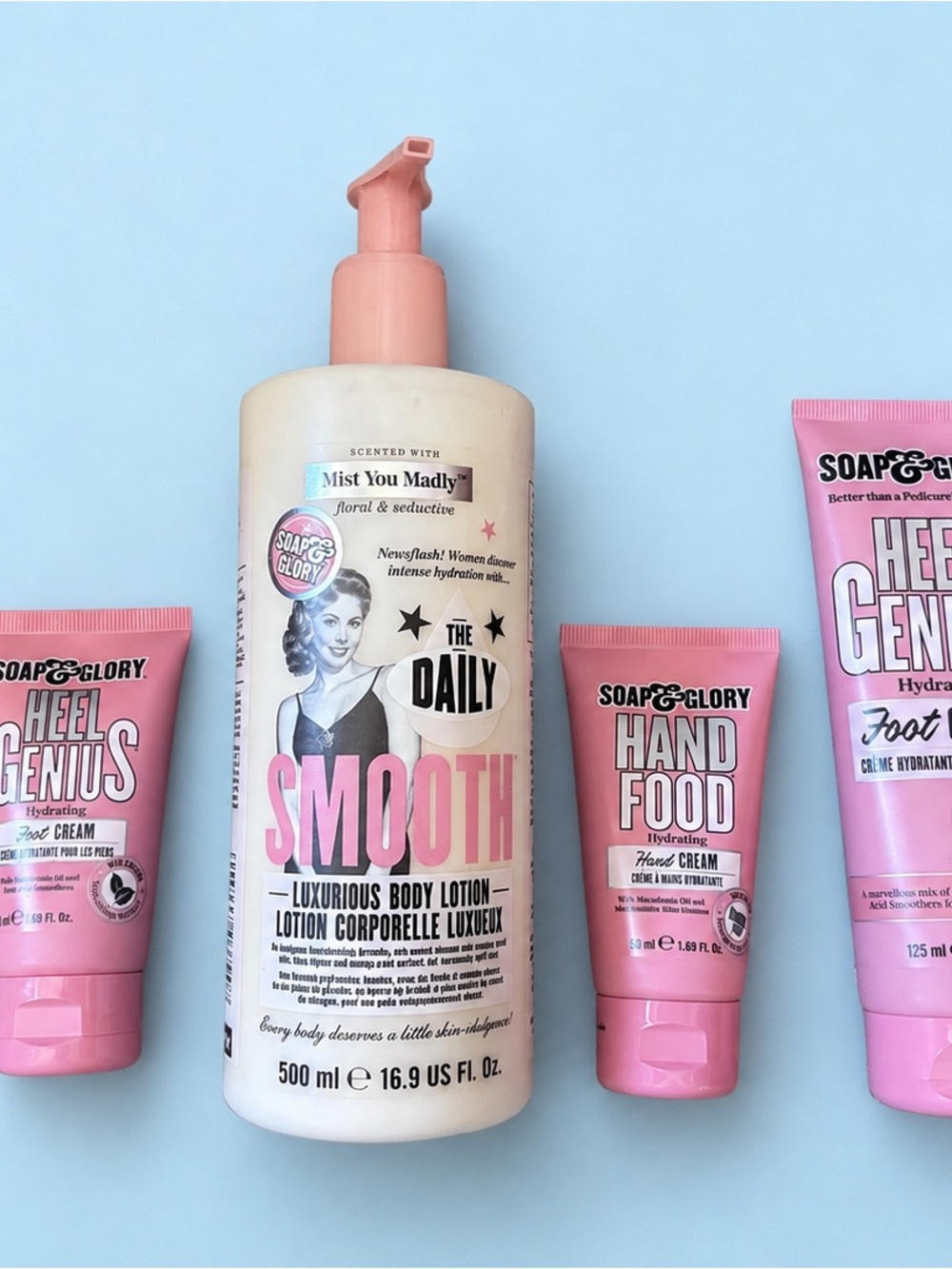 Soap & Glory 4-Piece Body Hand Foot Care Bundle Lotion Cream